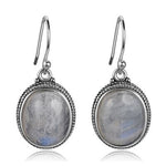 Boucles d'oreilles labradorite blanche