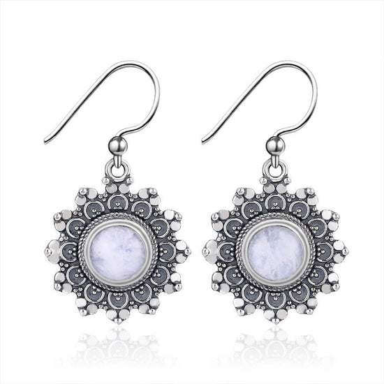 boucles d'oreilles pierre de lune boule