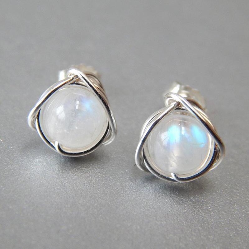 Boucles d'oreilles agate à dendrite et pierre de lune - Bijou or Boucles d'oreilles agate à dendrite et pierre de lune - Bijou or