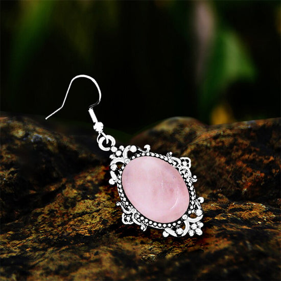 boucles d'oreilles pendante pierre rose