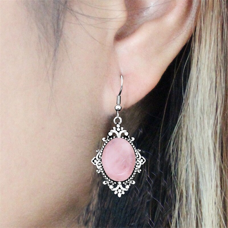 Boucles d'oreilles argent pierre rose