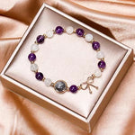 Bracelet pierre de lune grossesse violet en blanc